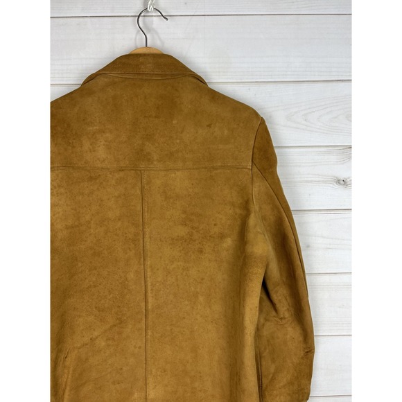 Vintage Startown Jacket Mens 40 Tan Suede Leather Yukon Lined Button Pockets 70s - Picture 8 of 16